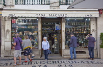 Portugal, Estremadura, Lisbon, Baixa, Exterior of gift shop selling chocolates and wines.