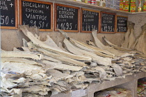 Portugal, Estredmadura, Lisbon, Baixa, Display of Bacalhau salt dried cod.