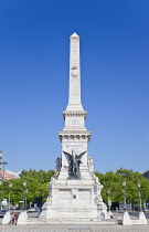 Portugal, Estremadura, Lisbon, Baixa, Obelisk monument on Avenue da Liberdade.