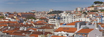 Portugal, Estremadura, Lisbon, Baixa, Panoramic view over rooftops.