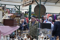 Ireland, North, Belfast, St George's Market interior, Second hand goods stall.