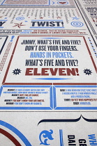 England, Lancashire, Blackpool, Seafront promenade Comedy Carpet outside the Tower.