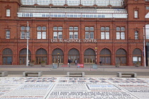 England, Lancashire, Blackpool, Seafront promenade Comedy Carpet outside the Tower.