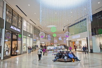 England, Lancashire, Blackpool, Interrior of the Houndshill shopping centre with christmas lighting.