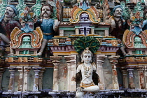 India, Tamil Nadu, Chidambaram, Detail of a gopuram at the Nataraja Temple in Chidambaram.