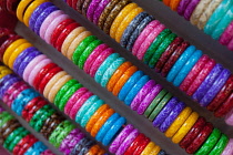 India, Tamil Nadu, Chidambaram, Display of bangles for sale in the market at Chidambaram.