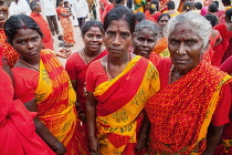 India, Tamil Nadu, Tanjore, Thanjavur, Pilgrims at the Brihadisvara Temple in Tanjore.