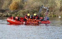 England, Kent, Search and Rescue exercise recovering a body from a lake.