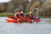 England, Kent, Search and Rescue exercise recovering a body from a lake.