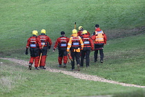 England, Kent, Search and Rescue team setting off on a recovery exercise.