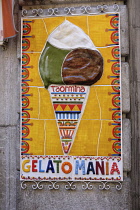Italy, Sicily, Taormina, Ice Cream sign.