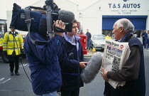 Media, Meridian TV news crew, Brighton, Sussex, England.