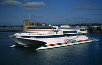 Transport, Sea, Boats, Condor Sea catamaran in St Helier Harbour.