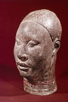 Nigeria, Ife bronze head of a man with scarification, 12th to 15th century AD in Ife museum.