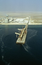 Qatar, Umm Sai, Fertilizer plant on the coast at the edge of the desert.