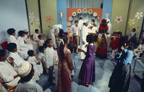 Qatar, Media, Television studio on set of childrens programme.