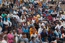 India, Uttar Pradesh, Varanasi, A crowd of pilgrims at Assi Ghat.