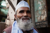 India, Uttar Pradesh, Faizabad, Portrait of a muslim man.