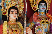 India, Uttar Pradesh, Ayodhya, Hindi gods and deities at a temple.