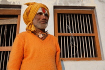 India, Uttar Pradesh, Ayodhya, Portrait of a saddhu holy man.