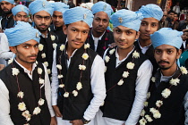 India, Uttar Pradesh, Faizabad, A group of Muslim in traditional costume to celebrate the festival of Eid-e-Milad.