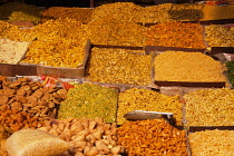 India, Uttar Pradesh, Lucknow, Display of namkeen and savoury snacks.