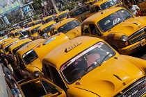 India, West Bengal, Kolkata, Taxi rank at Howrah Railway Station.