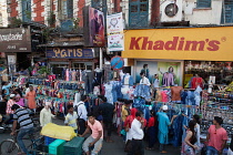 India, West Bengal, Kolkata, Shops and market stalls in New Market,.