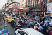 India, West Bengal, Kolkata, Shops and market stalls in New Market,.