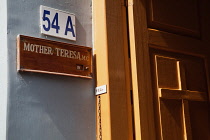 India, West Bengal, Kolkata, Entrance to the Mother's House, Mother Teresa.