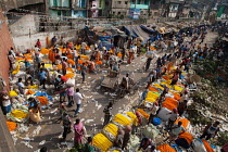 India, West Bengal, Kolkata, Malik Ghat flower market.