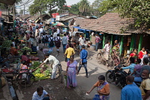 India, West Bengal, Kolkata, The market street in the Garia district.