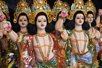 India, West Bengal, Bardhaman, Statues of Hindu gods for sale.