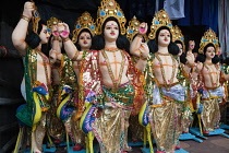 India, West Bengal, Bardhaman, Statues of Hindu gods for sale.