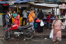 India, West Bengal, Asansol, Food stalls in the main street.