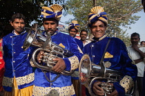 India, Bihar, Bodhgaya, Tuba players from a Band in Bodh.