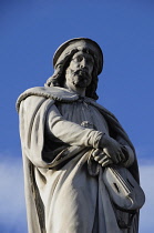 Italy, Trentino Alto Adige, Bolzano, statue of Walter von der Vogelweide, Piazza Walther.