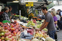Italy, Trentino Alto Adige, Bolzano, Market stall on Piazza Erbe.