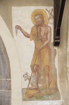 Italy, Trentino Alto Adige, Chiusa, wall painting on church of Sant'Andrea.