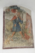 Italy, Trentino Alto Adige, Glorenza, wall painting of St Christopher.