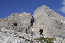 Italy, Trentino Alto Adige, Marmolada, hiking on the glacier.