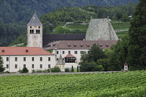 Italy, Trentino Alto Adige, Bressanone, Novella Monastery, vineyards & monastery.