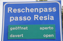 Italy, Trentino Alto Adige, Reschen pass sign, Austria/Italy border.