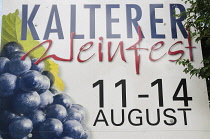 Italy, Trentino Alto Adige, Strada del Vino, Kaltern wine festival poster.