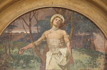 Italy, Piedmont, Biella, Fresco of Saint Sebastian 1896, Basilica San Sebastian.