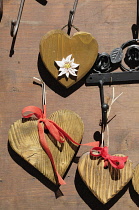 Italy, Valle d'Aosta, Cogne, souvenir hearts.