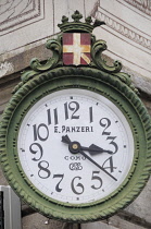 Italy, Lombardy, Lake Como, Como, street clock.