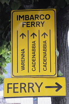Italy, Lombardy, Lake Como, Menaggio, ferry sign.
