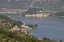 Italy, Lombardy, Lake Como, lake views of Tremezzo & Bellagio from Monte d'Ossuccio.