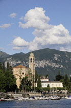 Italy, Lombardy, Lake Como, Tremezzo, view of town beside lake.